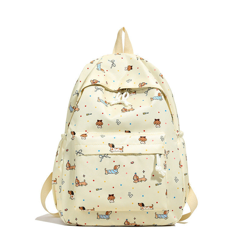 Backpack with Cheerful Dog Pattern