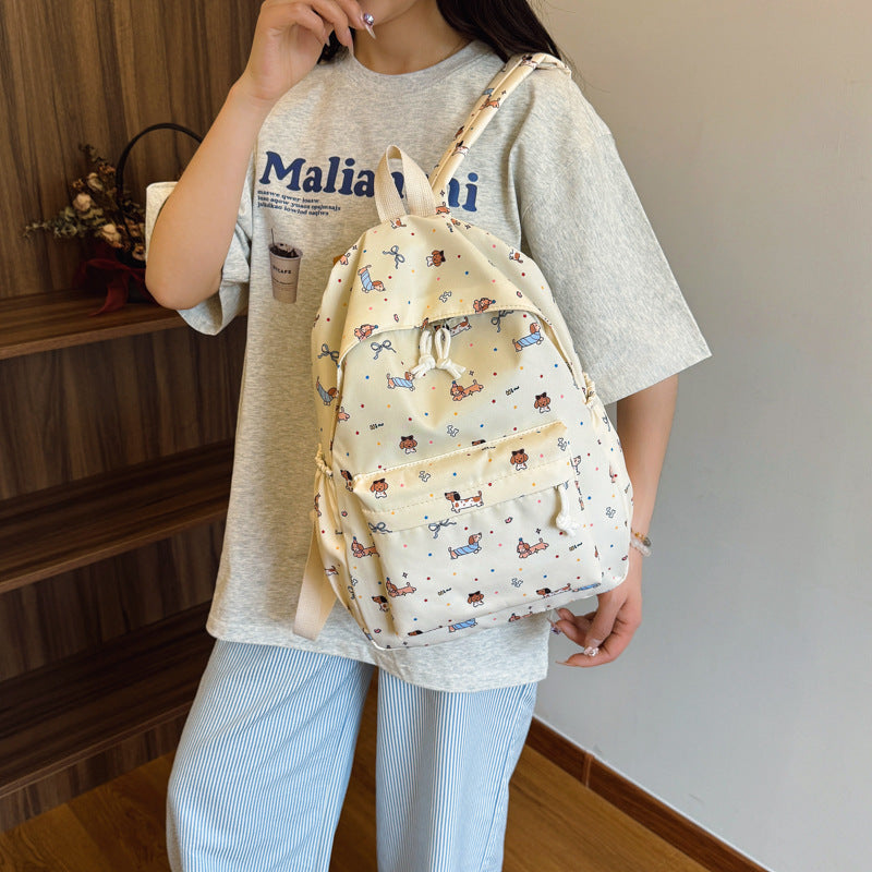Backpack with Cheerful Dog Pattern