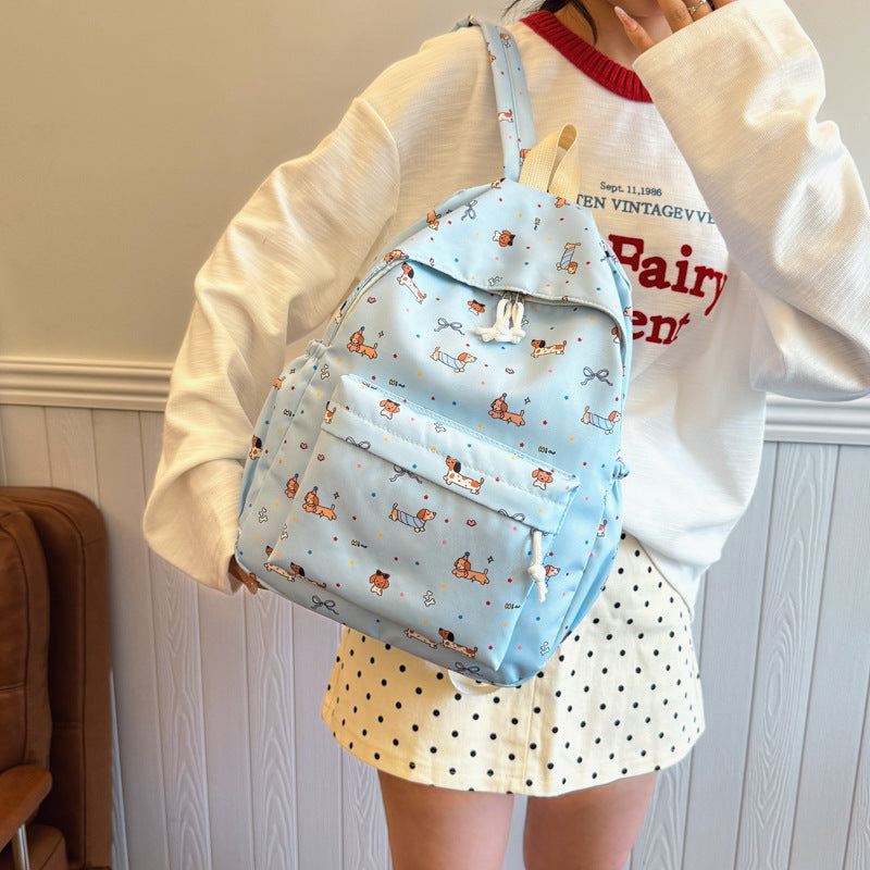 Backpack with Cheerful Dog Pattern