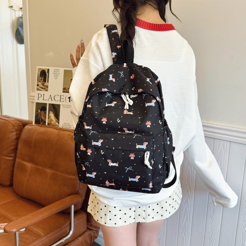 Backpack with Cheerful Dog Pattern