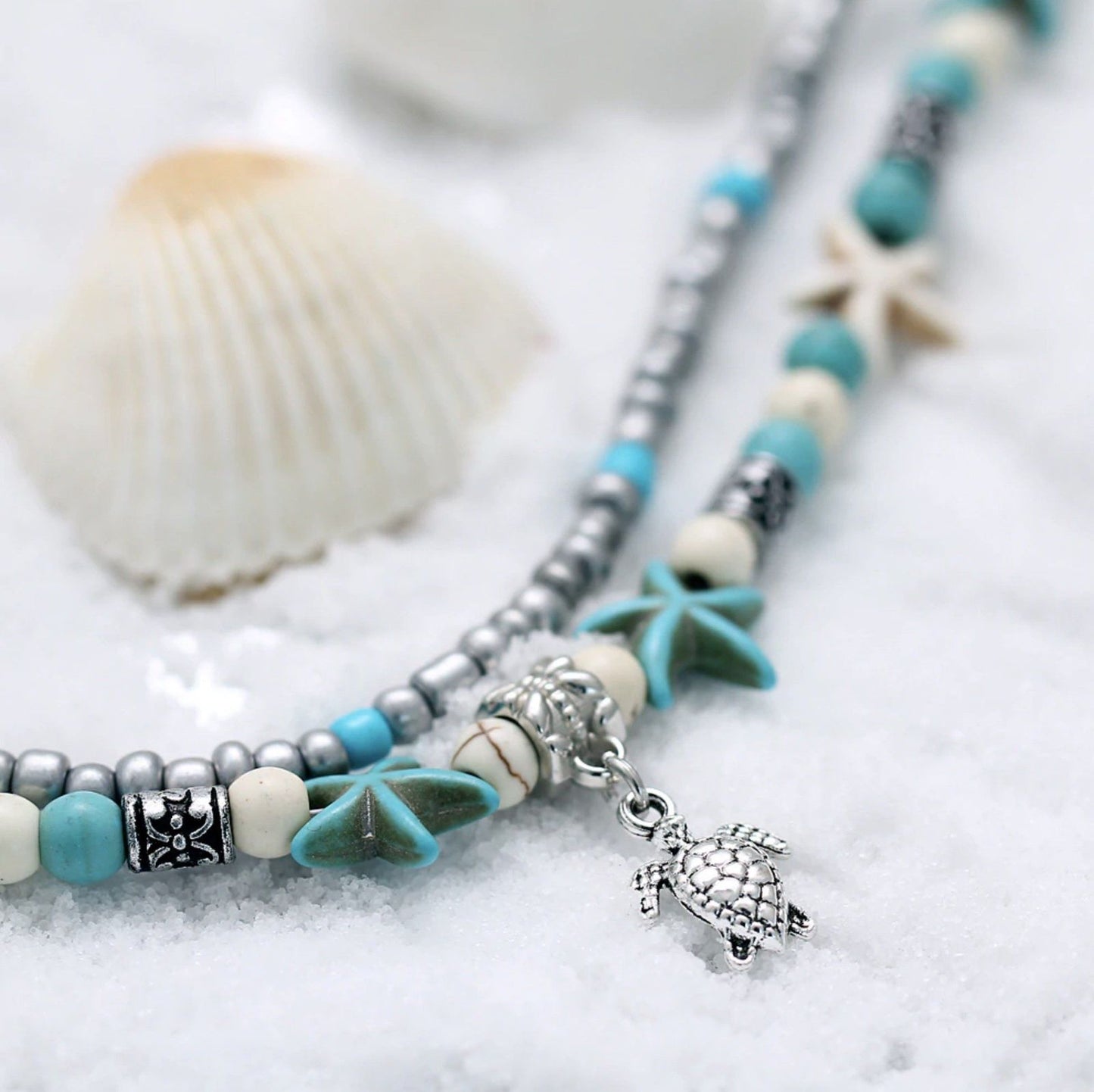 (BEST SELLER) Handmade Turtle & Ocean Anklet