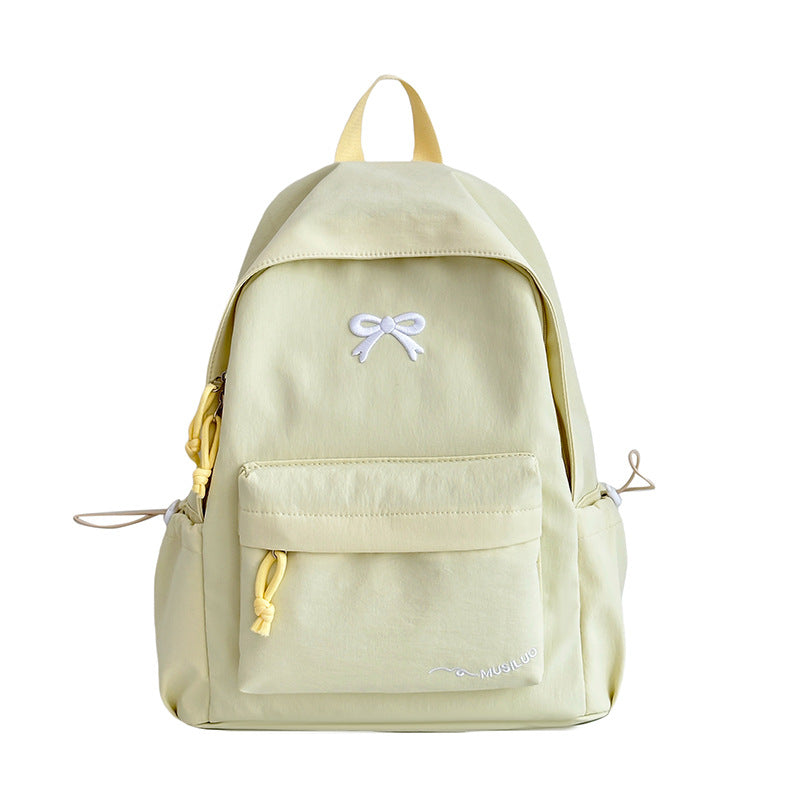 Bow-Embossed Casual School Backpack