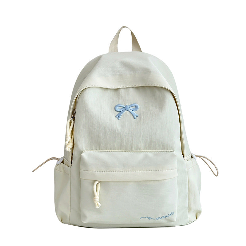 Bow-Embossed Casual School Backpack