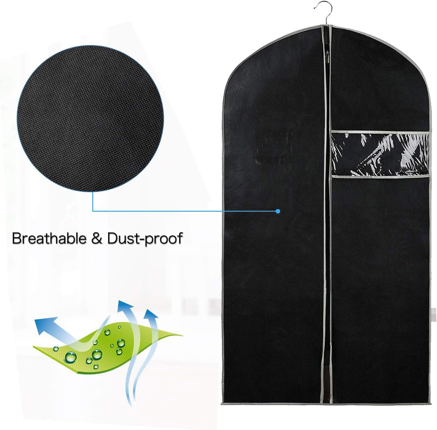 Breathable Garment Cover Set – 10-Pack Clothing Storage Covers with Window