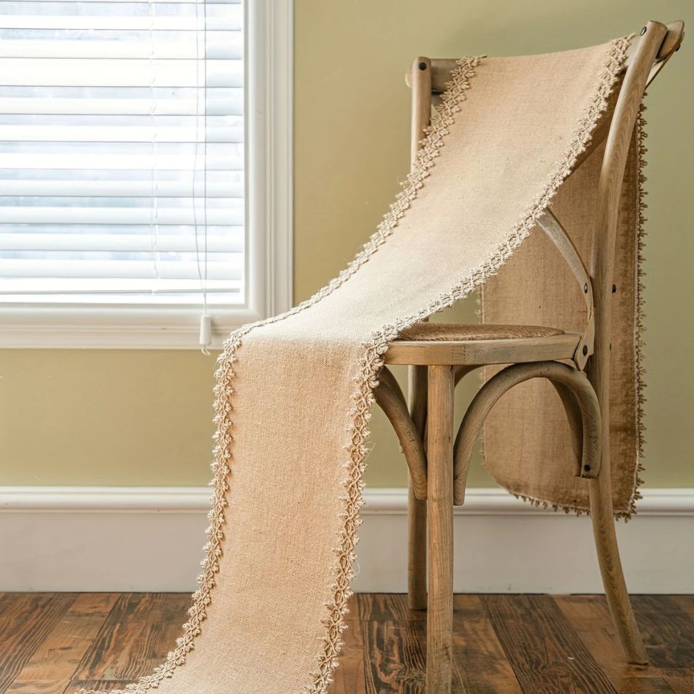 Burlap Charm Boho Table Runner