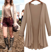 Casual Ruffled Long Sleeve Cardigan