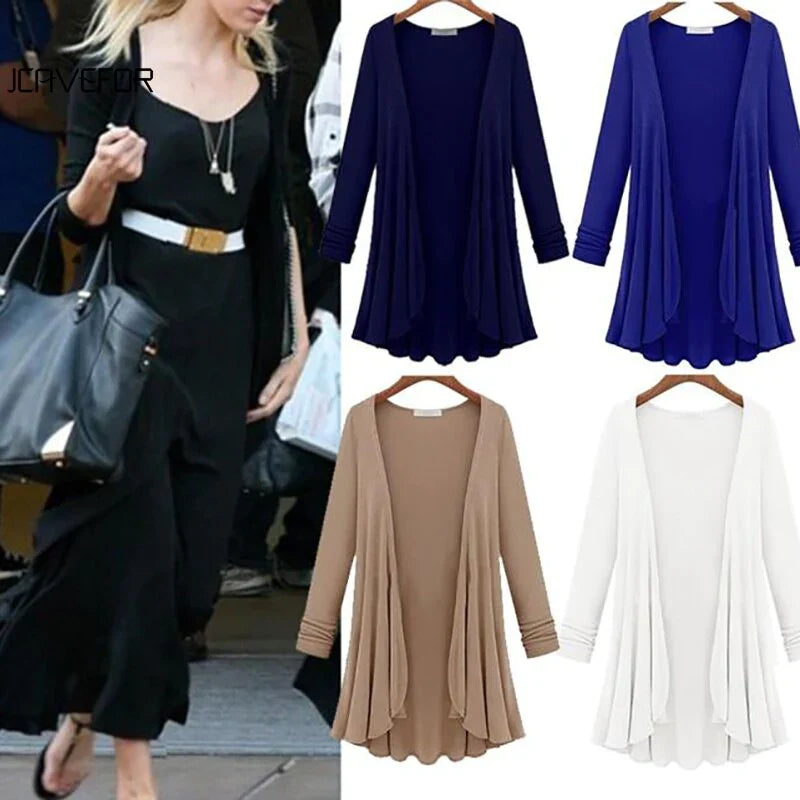 Casual Ruffled Long Sleeve Cardigan