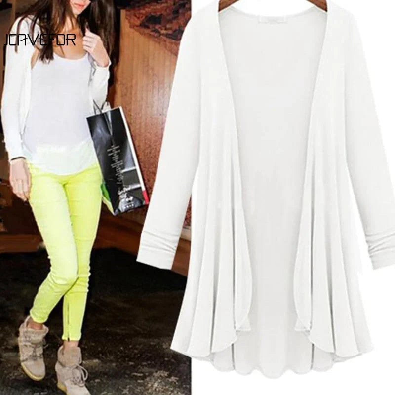 Casual Ruffled Long Sleeve Cardigan