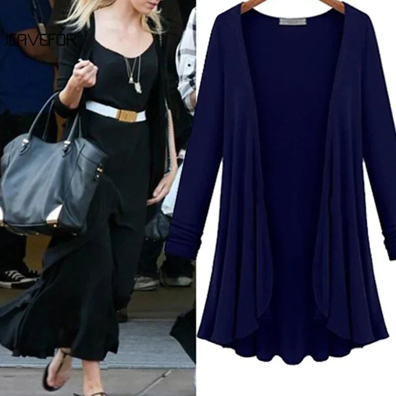 Casual Ruffled Long Sleeve Cardigan