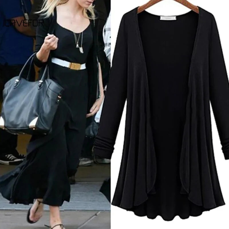 Casual Ruffled Long Sleeve Cardigan