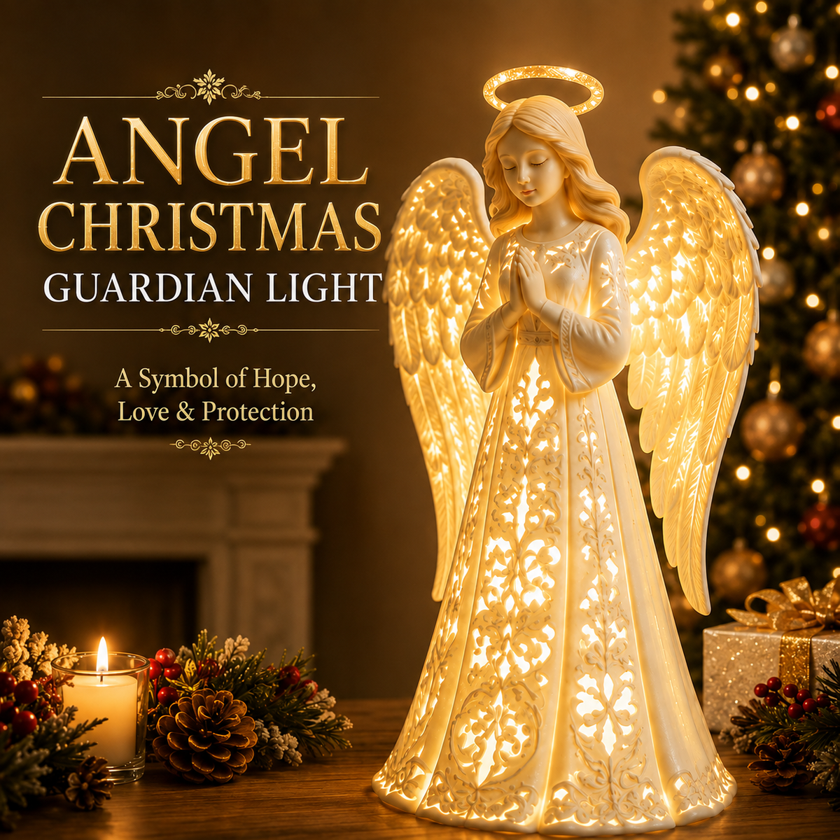 Christmas Angel Light with Warm Golden Glow