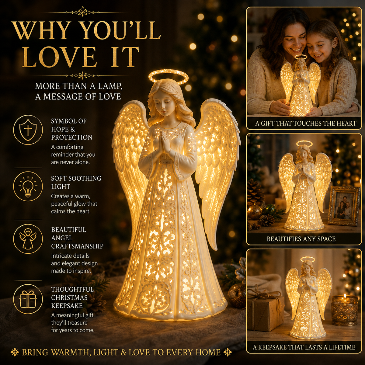 Christmas Angel Light with Warm Golden Glow