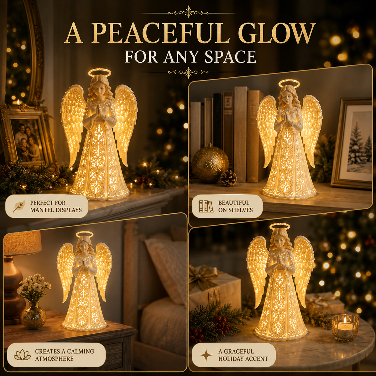 Christmas Angel Light with Warm Golden Glow
