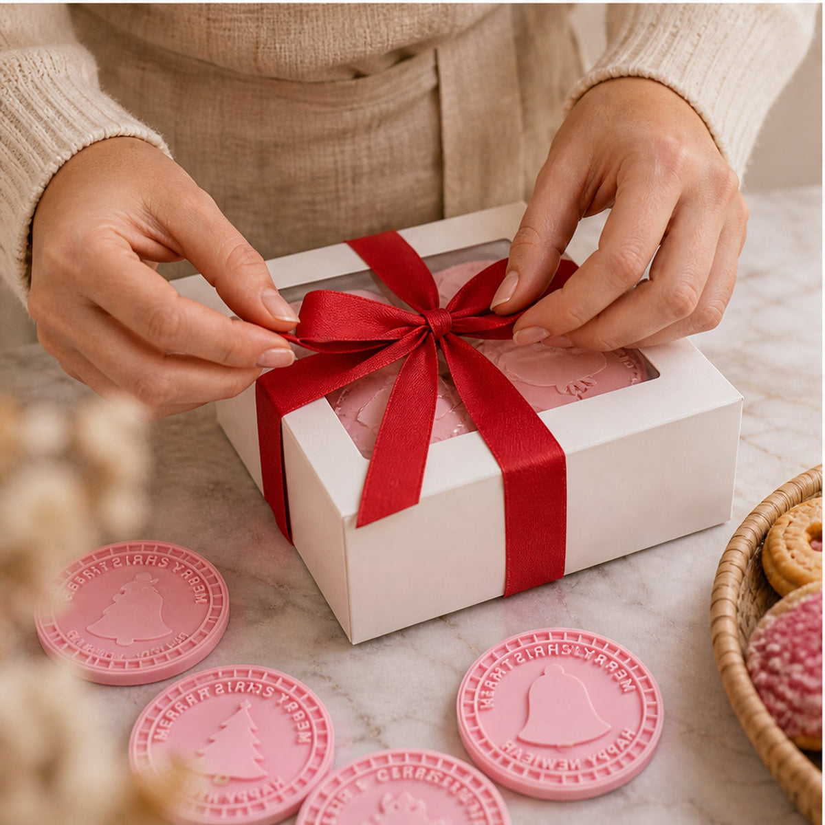 Christmas Cookie Stamp Set - 3D Embossing Press for Bakery-Style Cookies with 9 Festive Designs