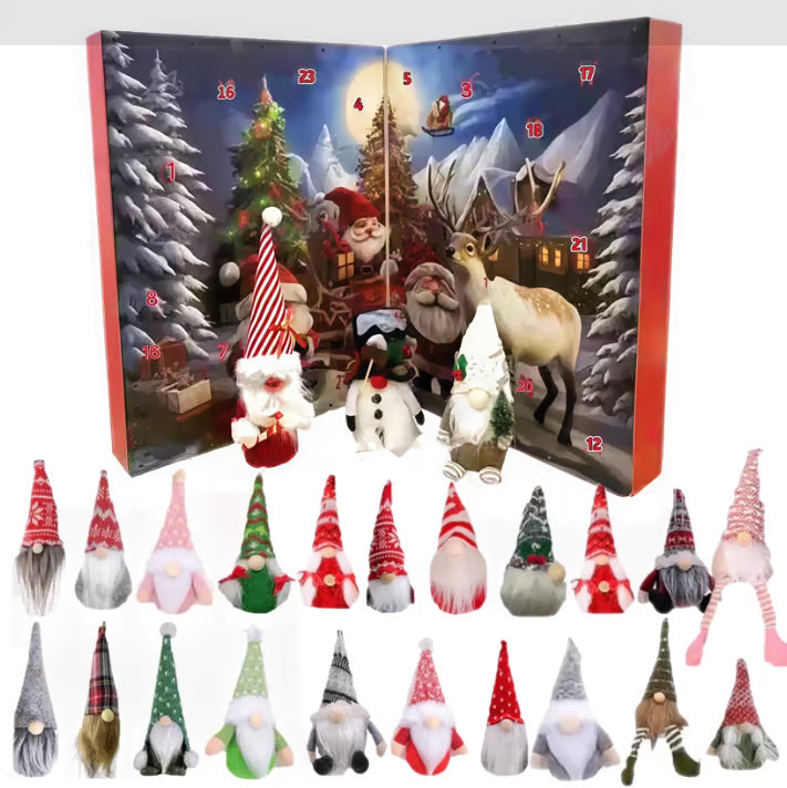 Christmas Gnome Advent Calendar - Festive Holiday Countdown with Charming Gnome Figurines