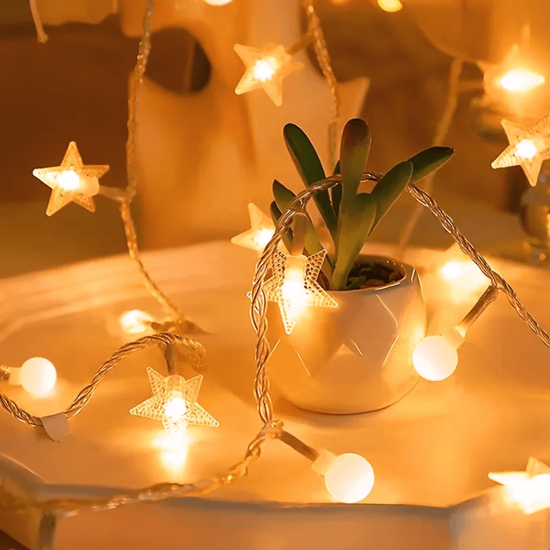 Christmas-Themed LED String Lights, Christmas Fairy Lights - Snowflakes, Reindeer, Star, Christmas Tree