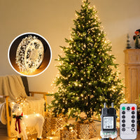 Christmas Tree Cluster Lights - LED String Lights with Green Wire and Remote Control