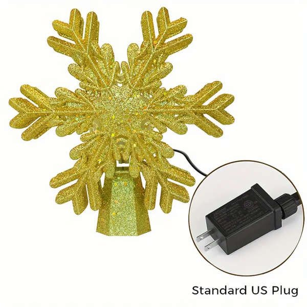 Christmas Tree Topper with LED Snowflake Projector Light