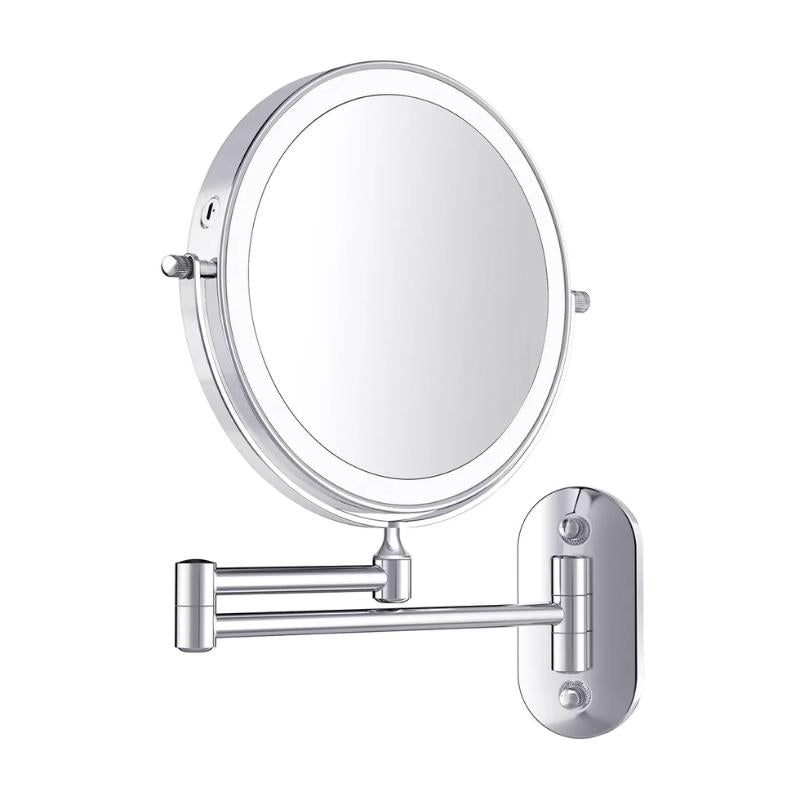 Chrome Silver Rechargeable LED Magnifying Mirror By Lunicca