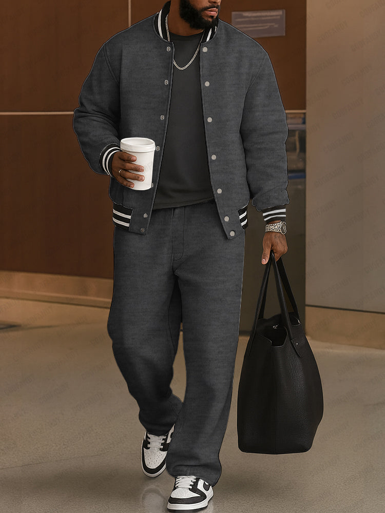 Classic Striped Trim Jacket and Pants Set