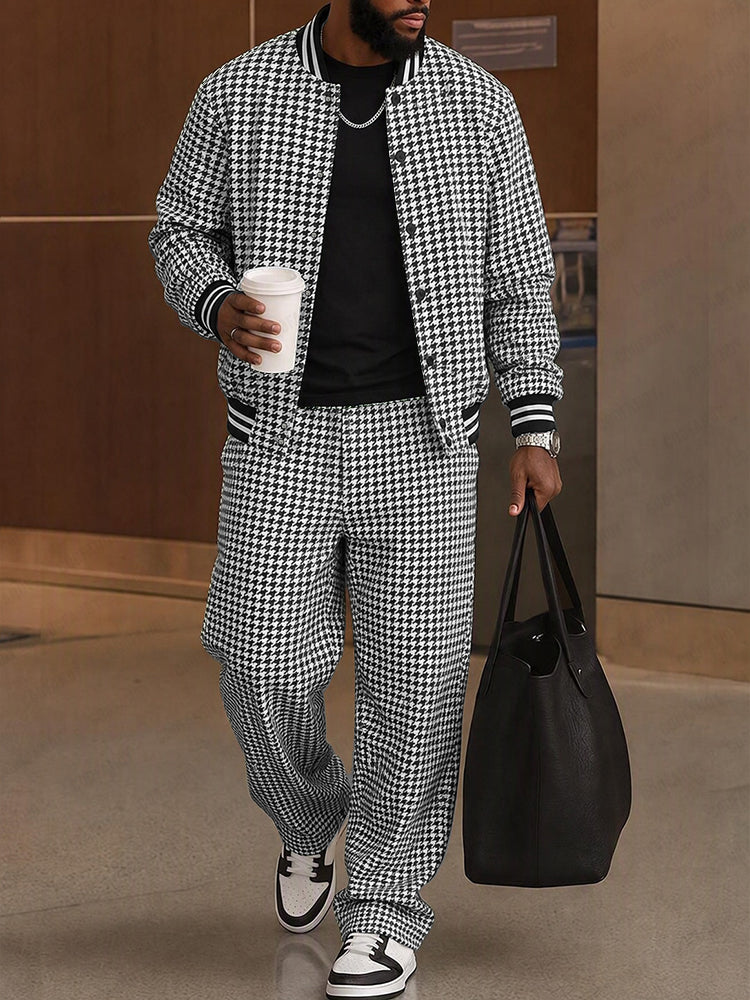 Classic Striped Trim Jacket and Pants Set