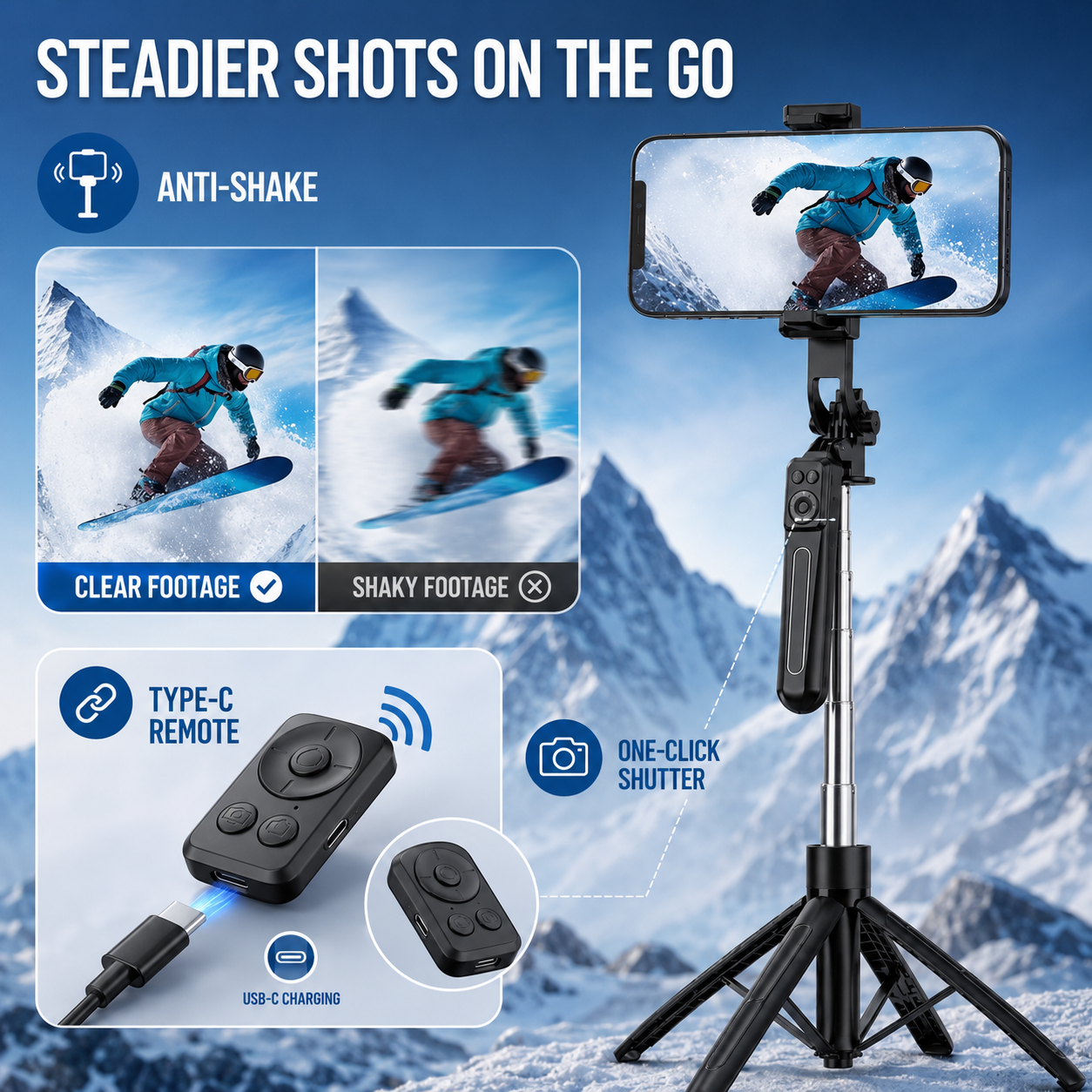 Collapsible Stainless Steel Tripod