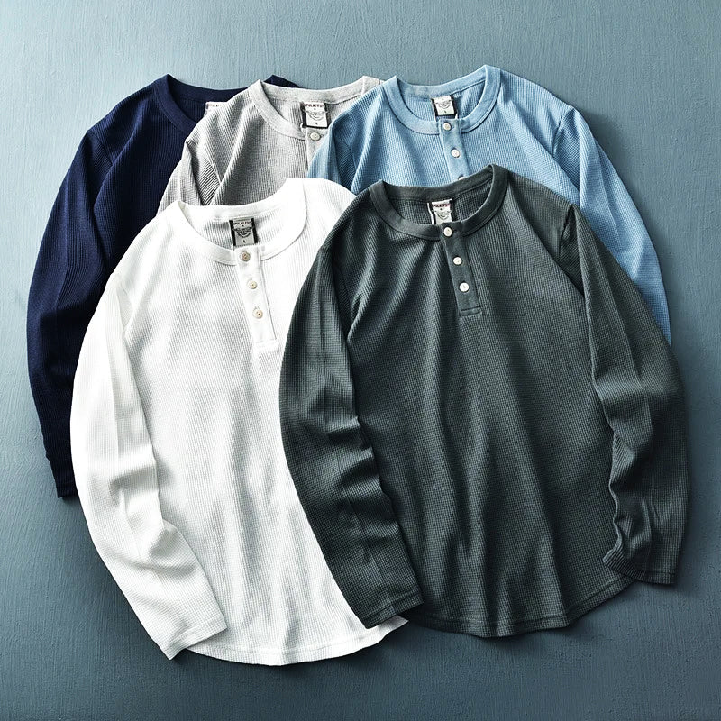 Image of Corey | Men's Long Sleeve Henley Shirt