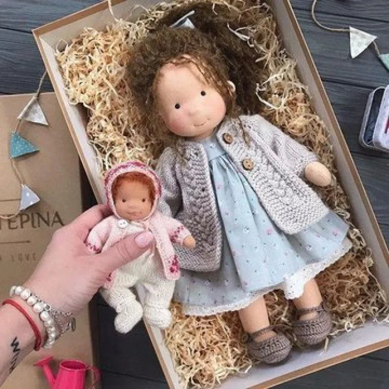 Cotton Cuddle Toy Mila in Waldorf Style with Fabric Box