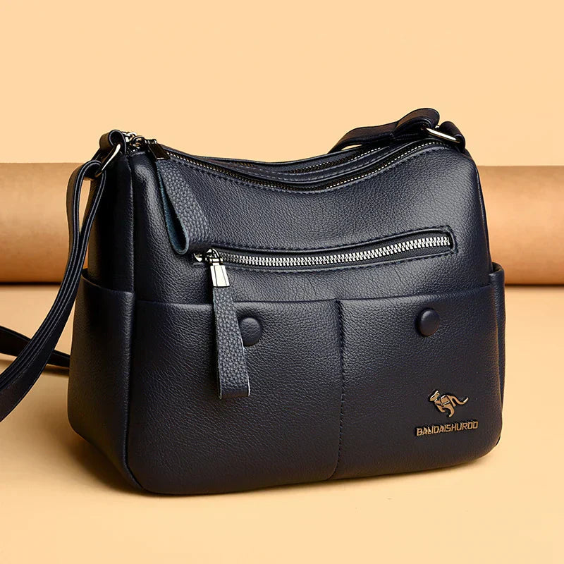 Crossbody Bag with Zipper Pockets and Adjustable Strap