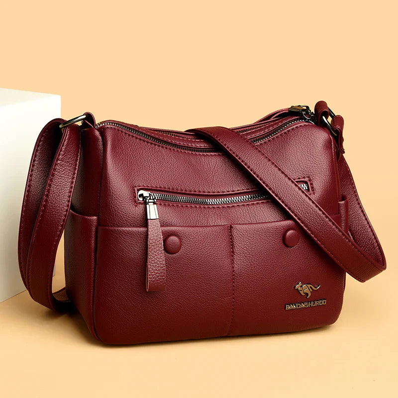 Crossbody Bag with Zipper Pockets and Adjustable Strap