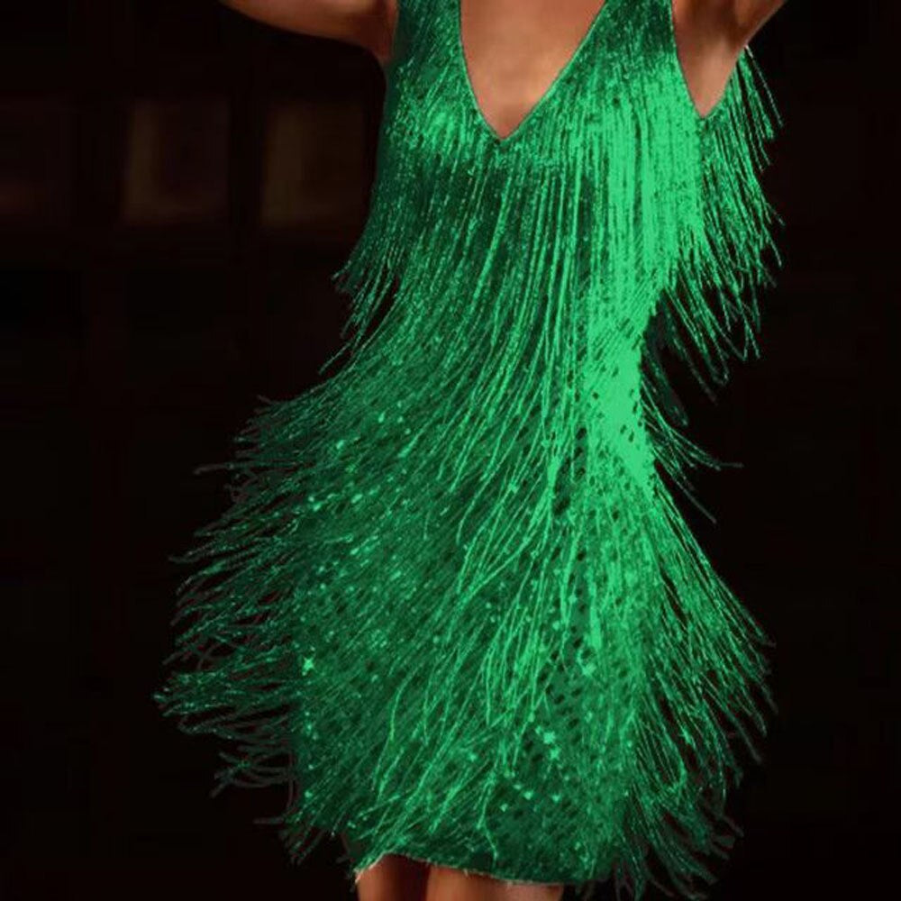 Dazzling Sequin Dress with Fringes – Celina