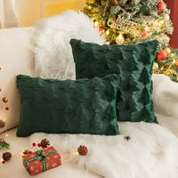Decorative Plush Cushion Cover with Textured Christmas Tree Pattern
