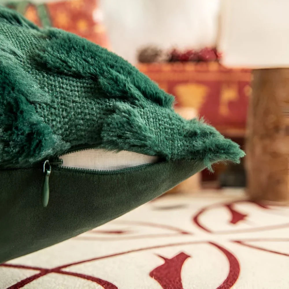 Decorative Plush Cushion Cover with Textured Christmas Tree Pattern