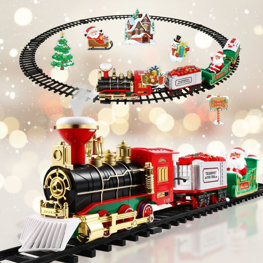Electric Christmas Train Set for Kids – With Smoke Effect, Lights & Realistic Sounds (Christmas Gift)
