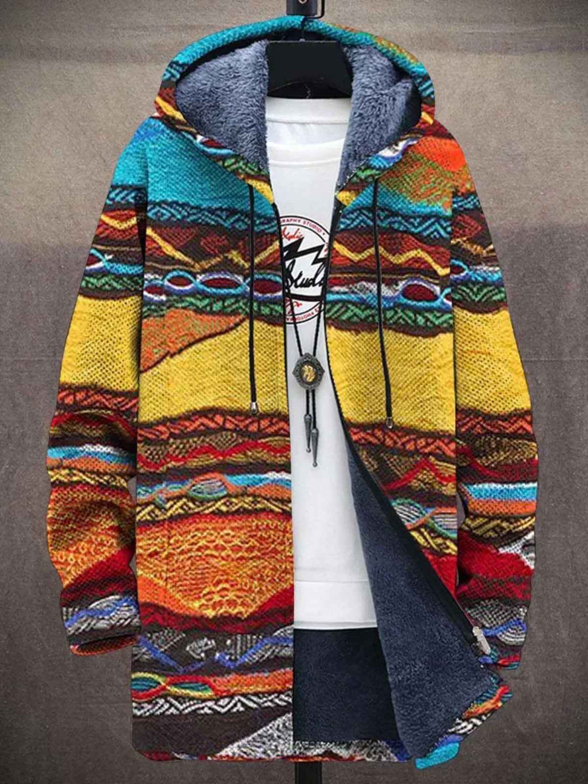 Elegant Art-Inspired Women's Cardigan - Luxurious Statement Knit Cardigan with Artistic Pattern & Soft Feel