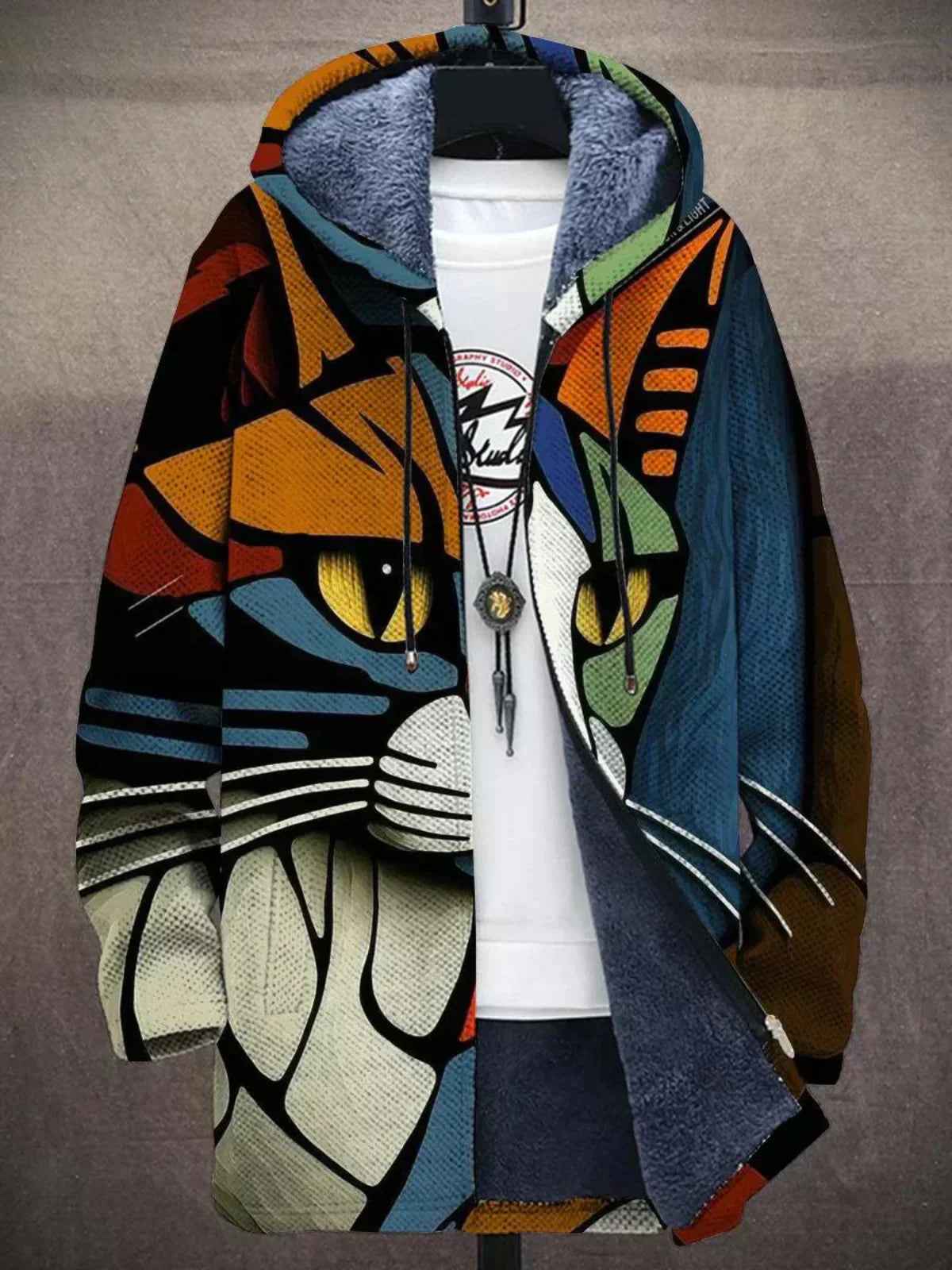 Elegant Art-Inspired Women's Cardigan - Luxurious Statement Knit Cardigan with Artistic Pattern & Soft Feel
