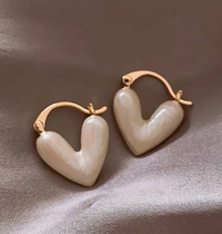 Charming Heart Hoop Earrings with Pearl Accent