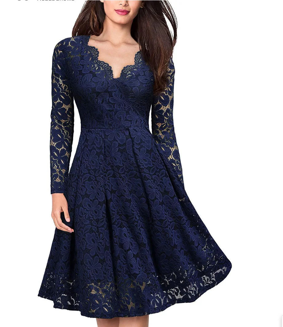 Elegant Off-Shoulder Lace Evening Gown - Image 3