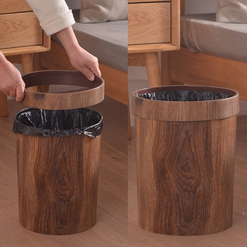Elegant Wooden Wastebasket