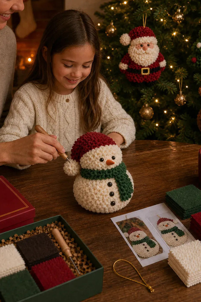 Fabric-Poke Snowman Christmas Ornament Kit