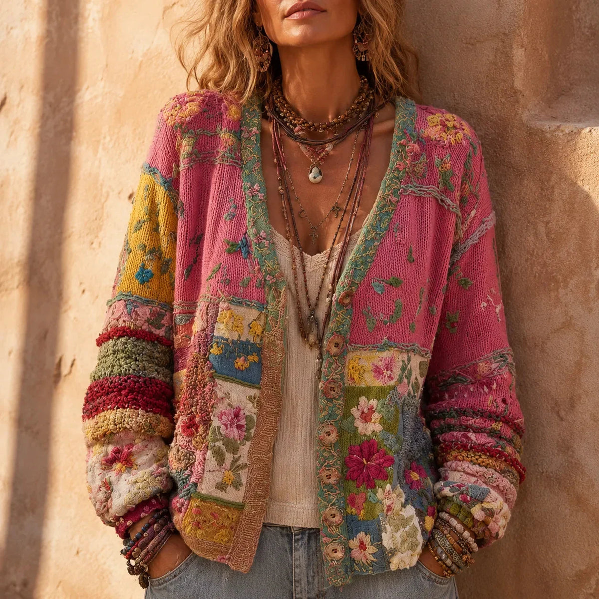 Floral Patchwork Boho Cardigan
