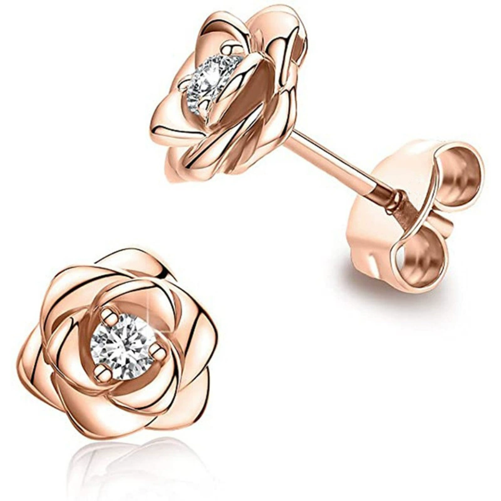 Gold Birthstone Flower Stud Earrings