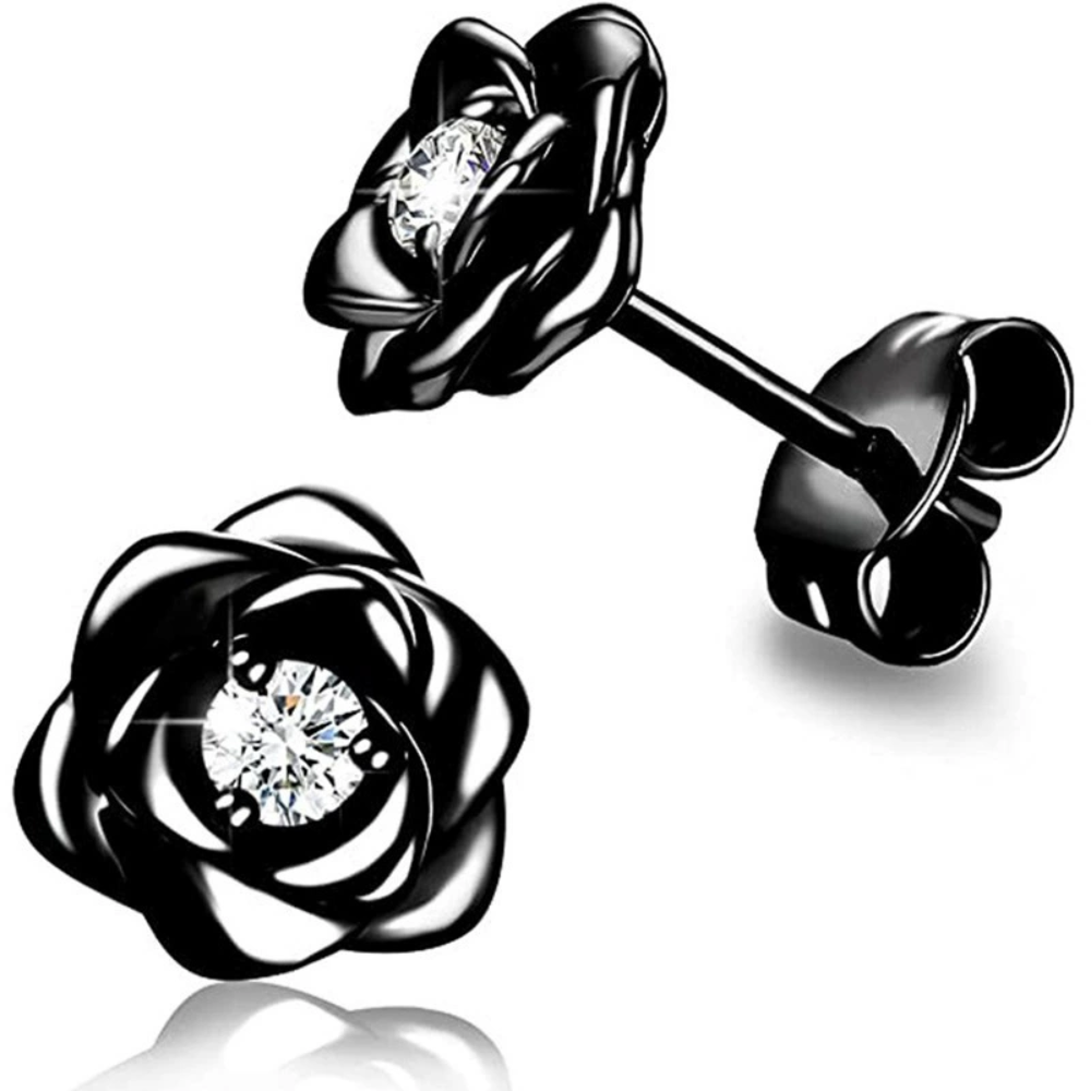 Gold Birthstone Flower Stud Earrings