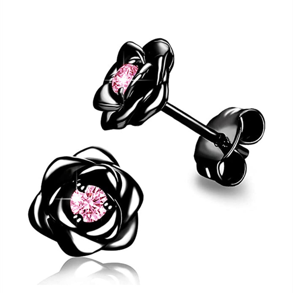 Gold Birthstone Flower Stud Earrings