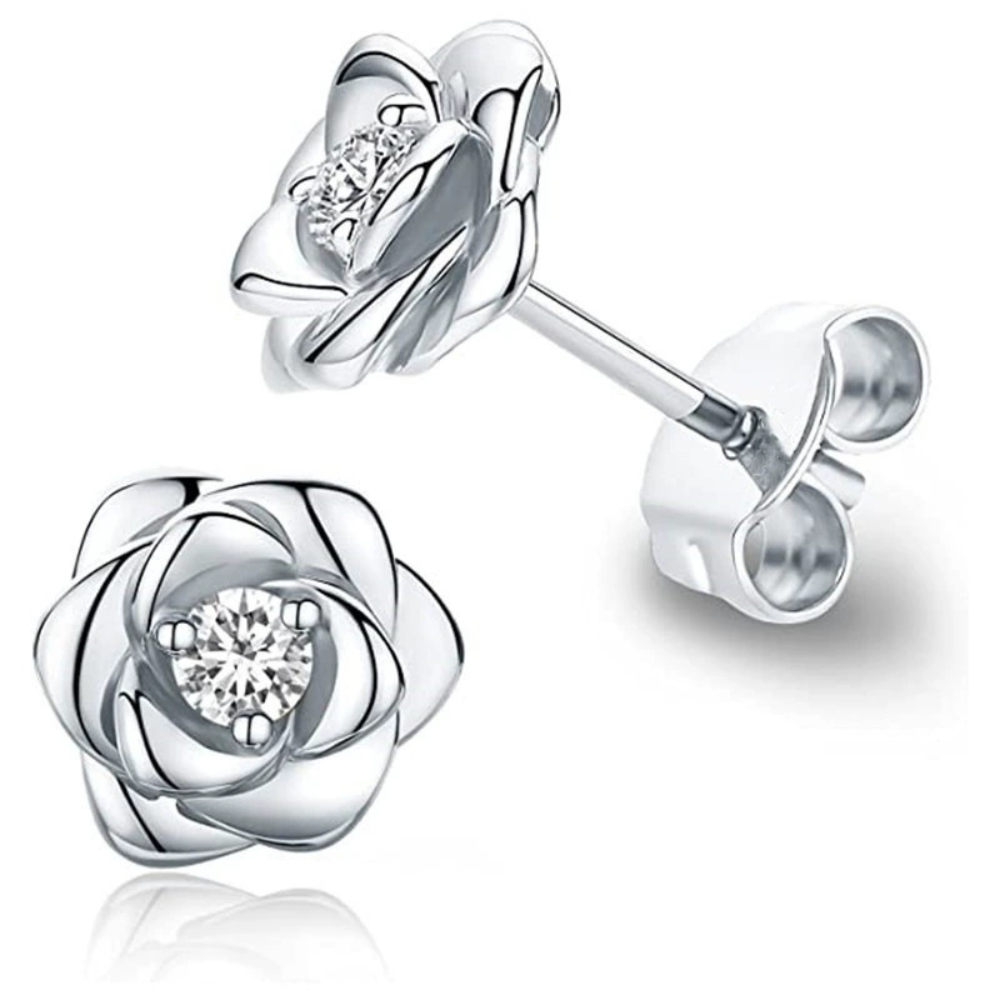 Gold Birthstone Flower Stud Earrings