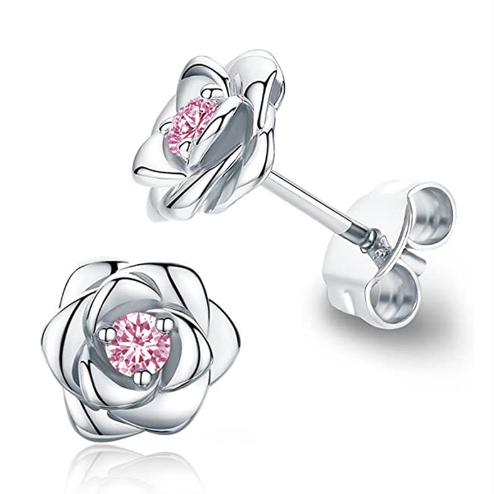 Gold Birthstone Flower Stud Earrings