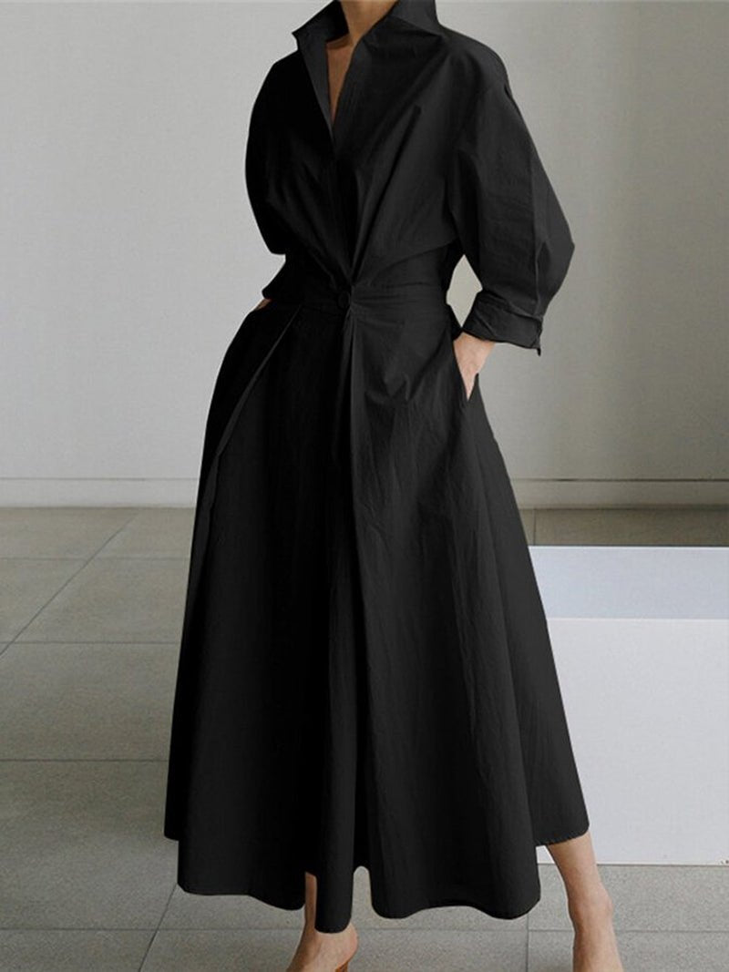 Image of Hailey | Women's Long Sleeve A-Line Midi Dress