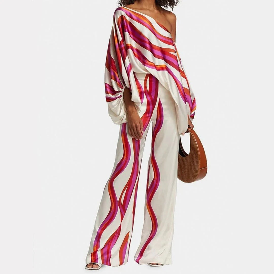 Image of Hallie | Women's Off-the-Shoulder Wide Leg Pants Set