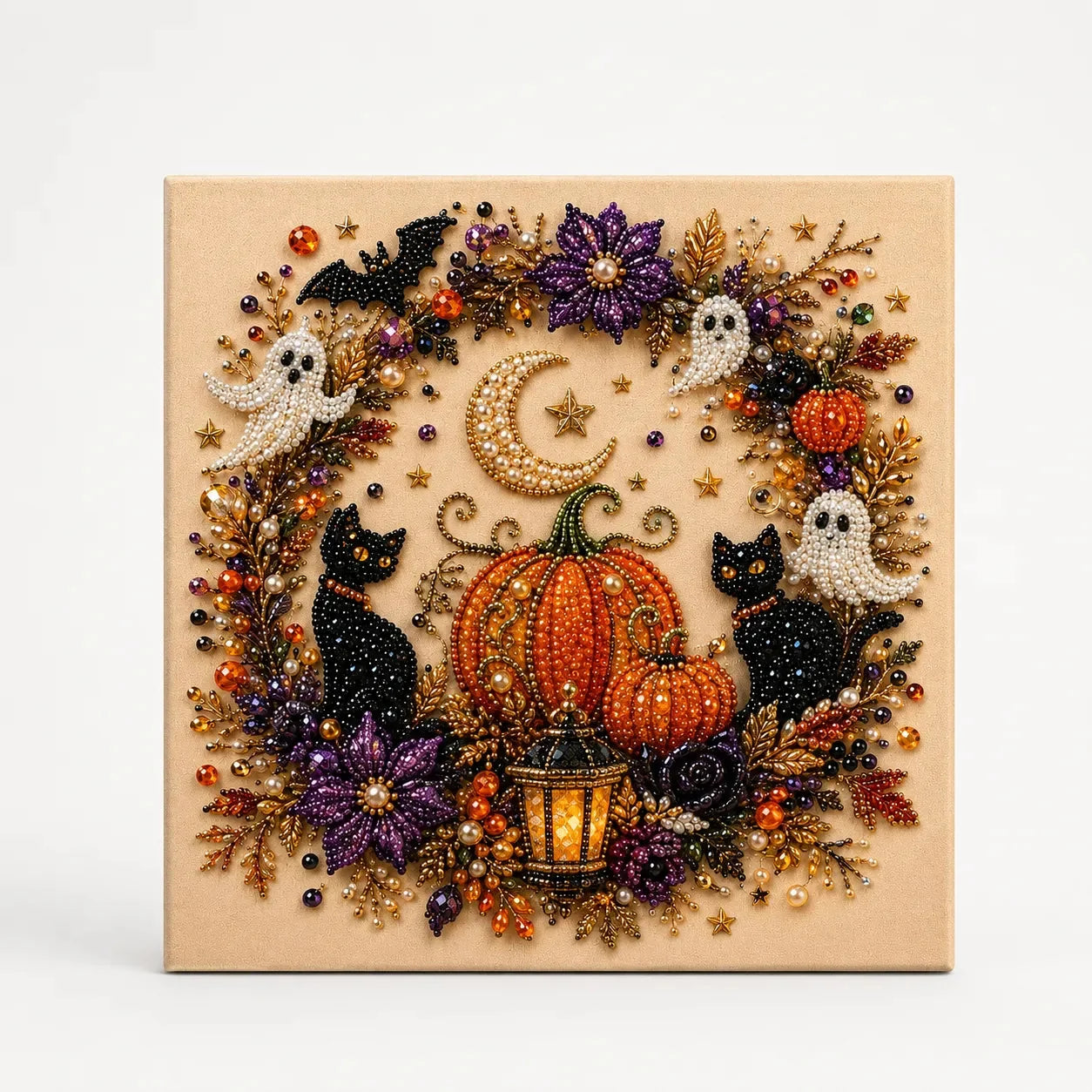 Halloween Faux Pearl Bead Craft Kit - Cozy DIY Wall Art
