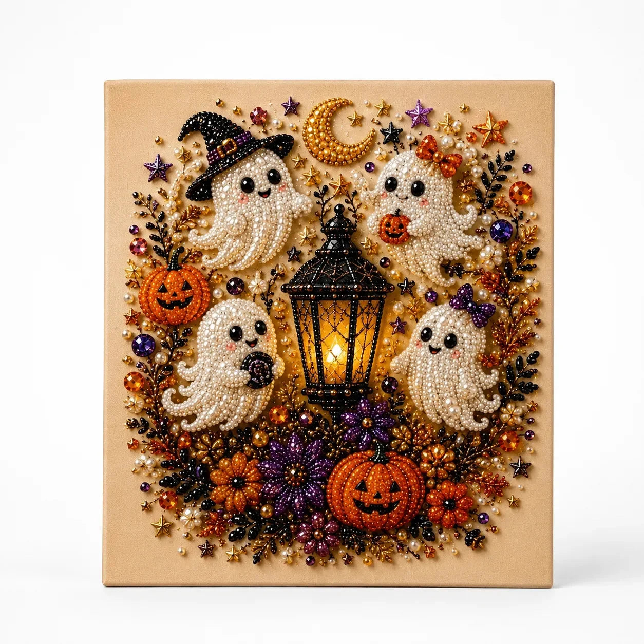 Halloween Faux Pearl Bead Craft Kit - Cozy DIY Wall Art